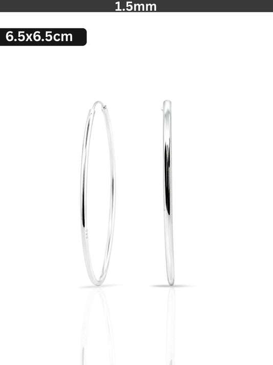 İnce Gümüş Halka Küpe 1.5mm Kalınlık