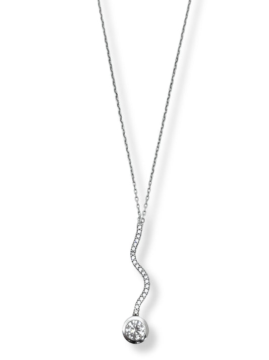 Beyaz Işıltı Yılanı Hayalet Gümüş Kadın Kolye