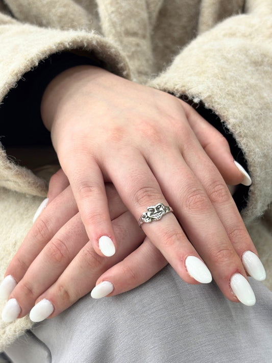 İkiz Maske Tiyatro Sahne Maskesi Modern Tasarım Gümüş Kadın Mask Yüzük