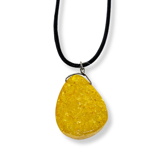 Sarı Amber Kehribar Doğal Taş Kadın Kolye