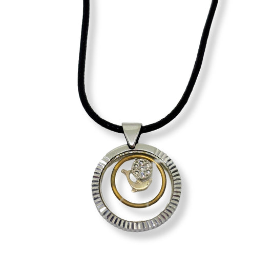 Madalyon İçinde Dönen Yunus Gümüş Kolye