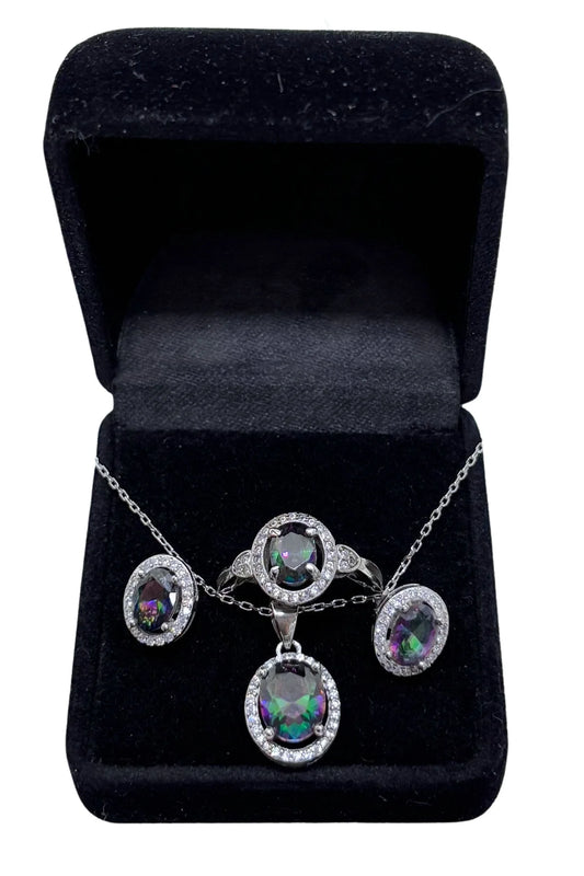 Alexandrite Işıltılı Gümüş Takım Set&Takım