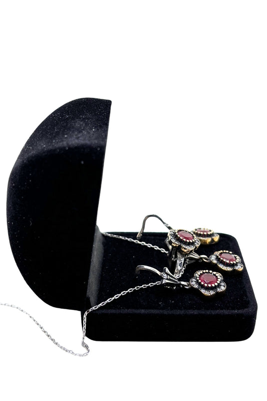 Işıltılı Yakut Gümüş Set&Takım-Mücevher Bahçesi Koleksiyonu