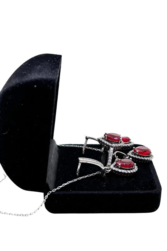 Yakut Işıltılı Gümüş Set&Takım-Gece Işıltısı Serisi