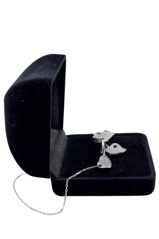 Love Sparkling Double Heart Silver Set&Set