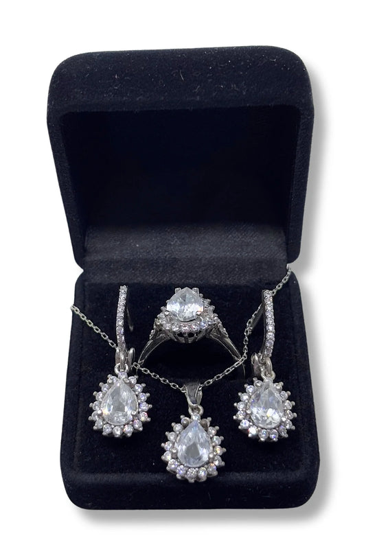 Küçük Damla Işıltılı Gümüş Set&Takım