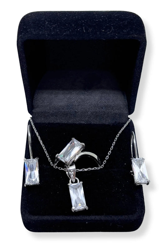 Dikdörtgen Gümüş Baget Işıltısı Set&Takım