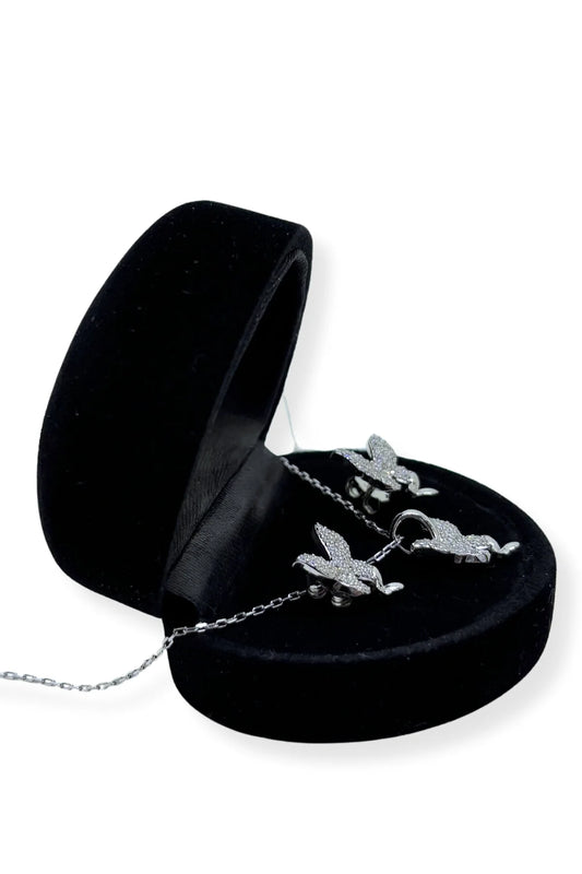 Glittering Wings Collection Silver Butterfly Set & Set