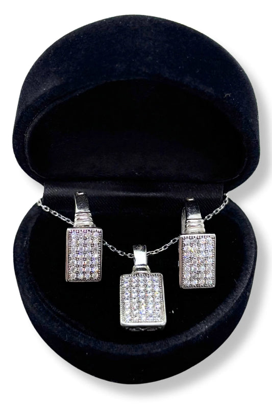 Shiny Rectangular Silver Set & Set