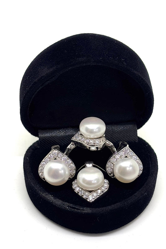 Işıltılı İnci Damla Gümüş Set&Takım