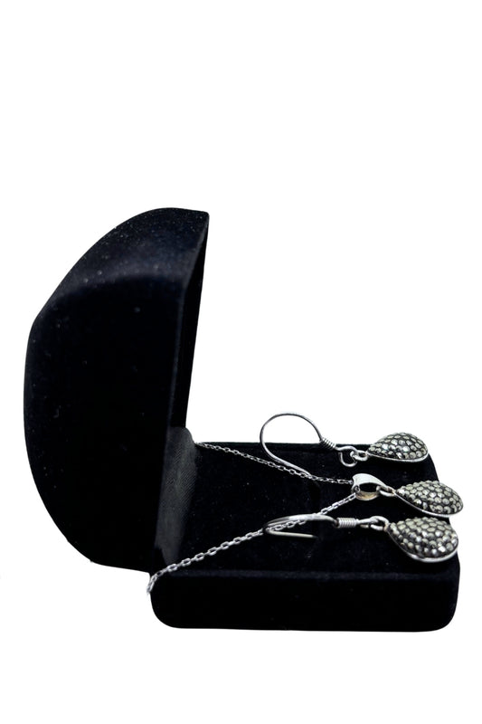 Marcasite Sparkling Drop Silver Set & Set