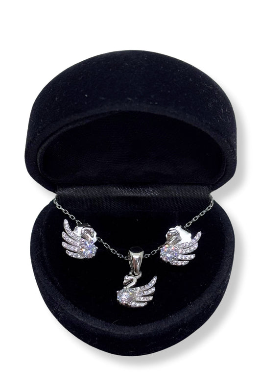 Beyaz Işıltılı Gümüş Kuğu Set&Takım