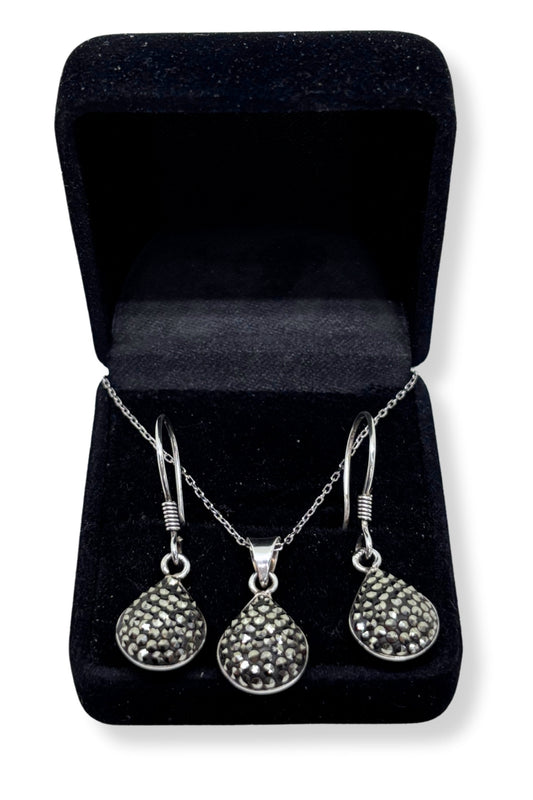 Markazit Işıltılı Damla Gümüş Set&Takım