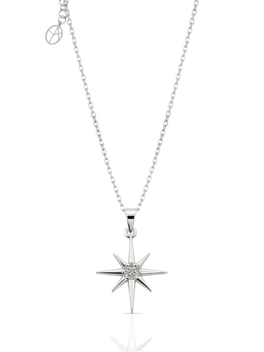 Feine Nordstern-Halskette aus 925 Silber mit Zirkonia – Oya Silver – Ansicht 2