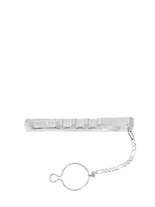 Çizgili Desenli Gümüş Erkek Kravat İğnesi 6x0.7 cm