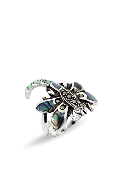 Yeşil Sedefli Markazit Yusufçuk Gümüş Kadın Yüzük