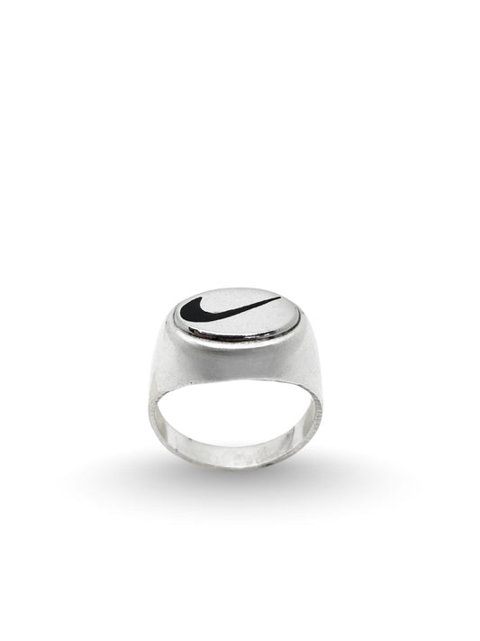 Oval Nike Amblemli Gümüş Unisex Yüzük