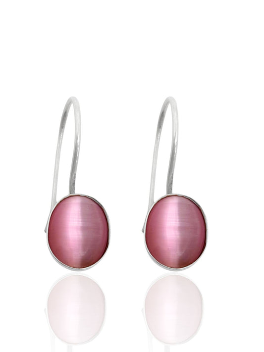 Siyah&Pembe Sedefli Sallantılı Gümüş Kadın Küpe 2.3x0.9 cm