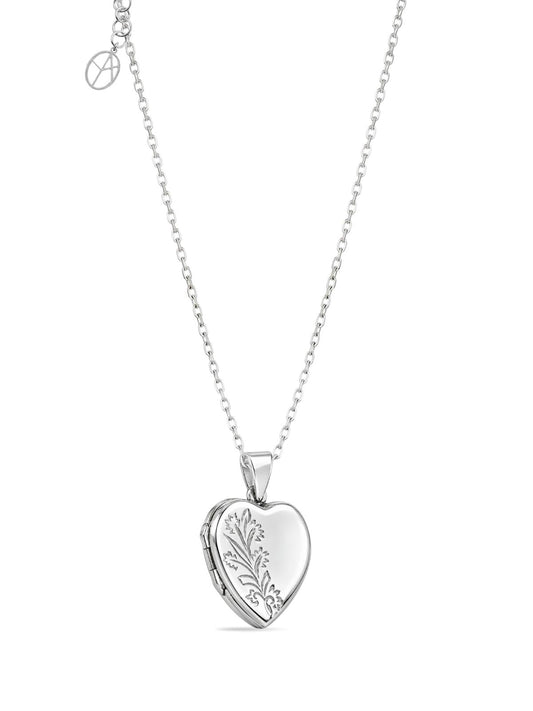 Verzierte Herz-Medaillon-Halskette aus 925 Silber – Oya Silver – Ansicht 2