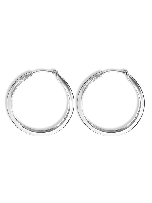 Geniş Enli Gümüş Halka Küpe 2 Boy