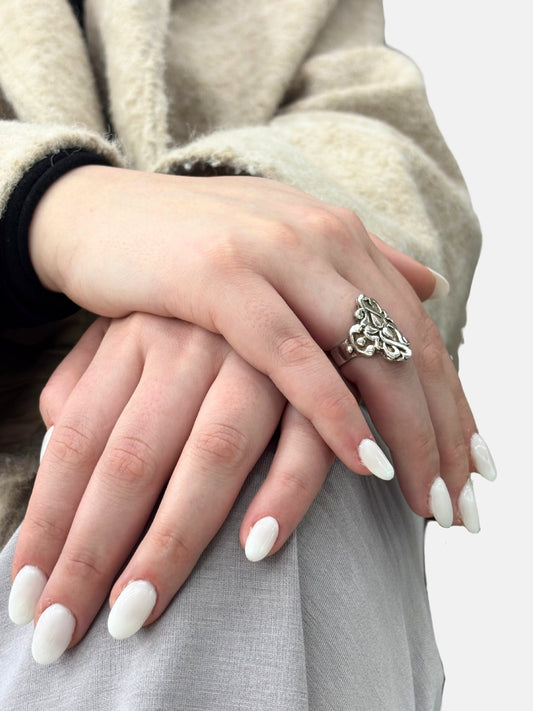 Ateş ve Su Modern Tasarım Gümüş Kadın Yüzük