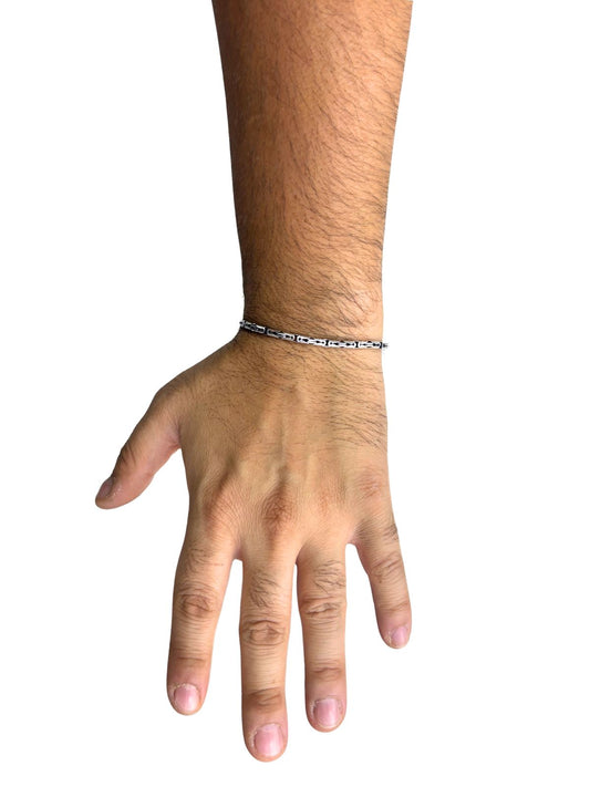 Yuvarlak Kral Gümüş Zincir Erkek Bileklik – 3 mm