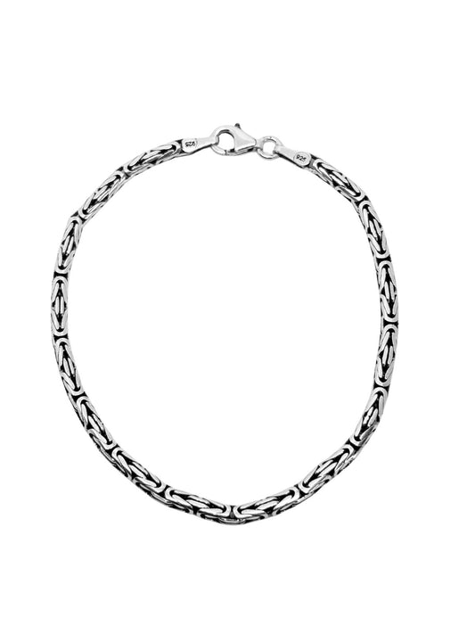 Yuvarlak Kral Gümüş Zincir Erkek Bileklik – 3 mm