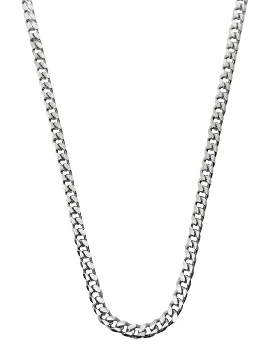 Beyaz Altın Kaplama Gurmet Gümüş Zincir Kolye&Bileklik Seti 4mm