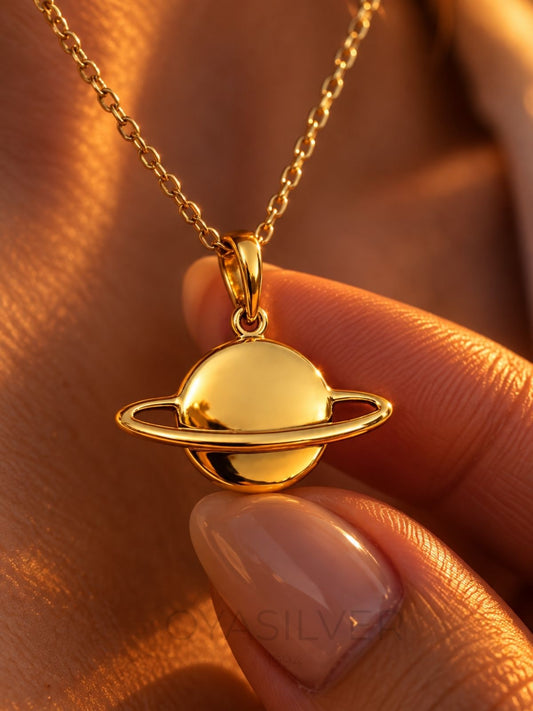Saturn-Halskette aus 925 Silber – Oya Silver – Ansicht 2