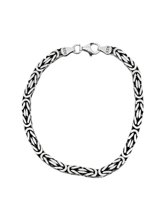 Köşeli Kral Gümüş Zincir Erkek Bileklik – 5.5 mm