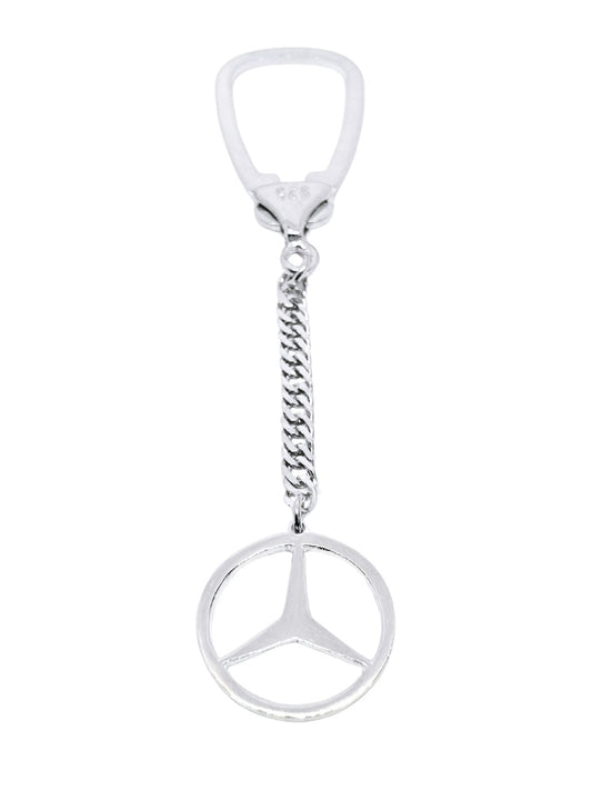 Minimal Mercedes Amblemi Gümüş Anahtarlık