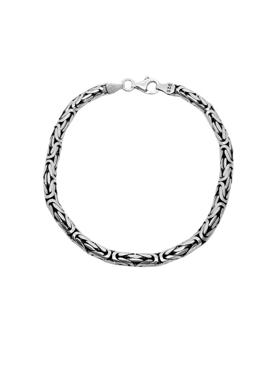 Yuvarlak Kral Gümüş Zincir Erkek Bileklik – 5 mm