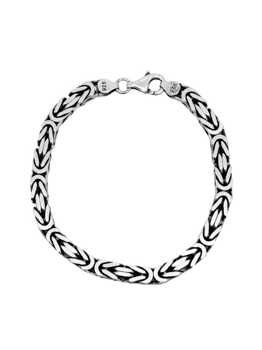 Köşeli Kral Gümüş Zincir Erkek Bileklik – 6mm