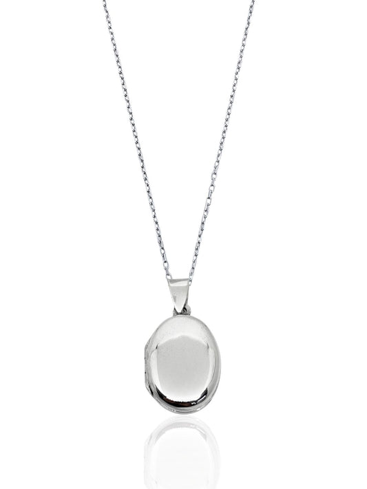 Bombeli Oval Kapaklı Gümüş Kadın Kolye 1.5x3.1cm