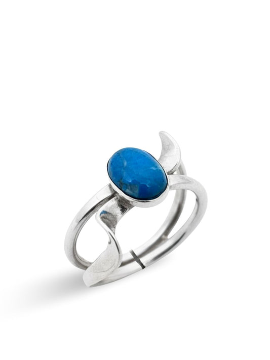 Doğal Mavi Apatit Taşlı Gümüş Kadın Yüzük