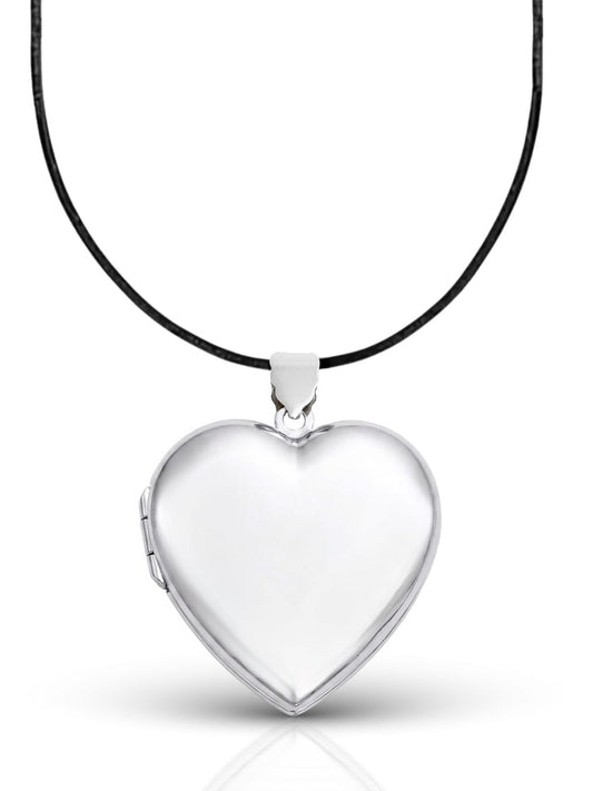 İri Bombe Kalp Kapaklı Gümüş Kolye 5.5x4.2 cm