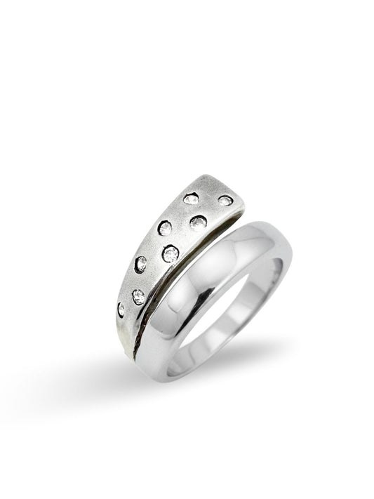 Retro Zirkon Taşlı Modern Tasarım Gümüş Kadın Yüzük