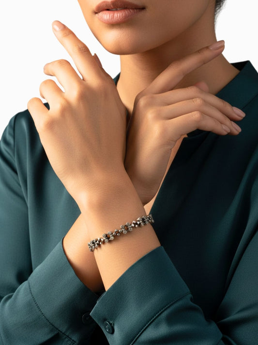 Markazit Gümüş Çiçek Bilekliği