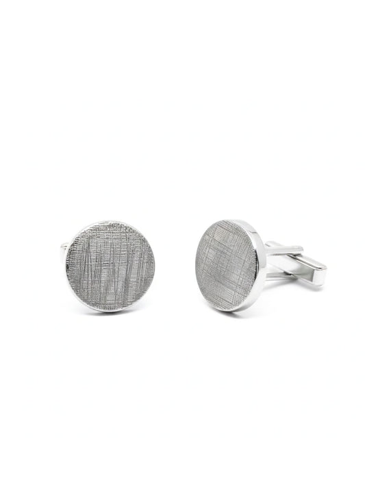 Elegant Lines Round Silver Cufflinks