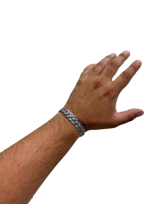 Kalın Örgü Gümüş Bilezik