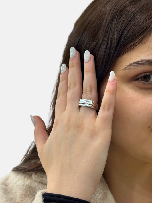 Arin Kare Modern Tasarım Gümüş Kadın Yüzük