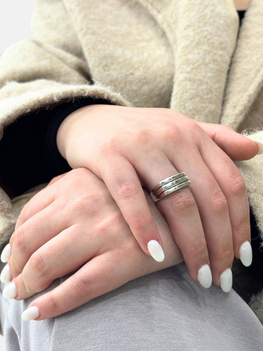 Arin Kare Modern Tasarım Gümüş Kadın Yüzük