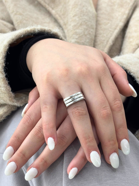 Arin Kare Modern Tasarım Gümüş Kadın Yüzük