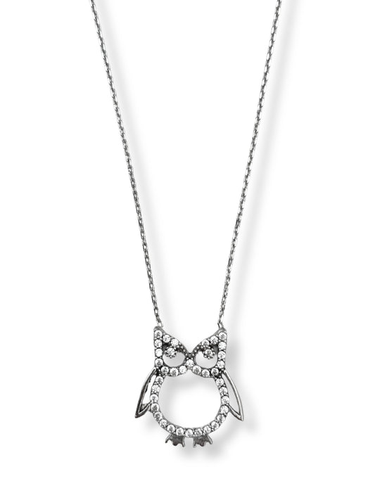 Işıltı Baykuş Hayalet Gümüş Kadın Kolye