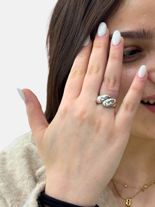 Puffy Damla Modern Tasarım Gümüş Kadın Yüzük