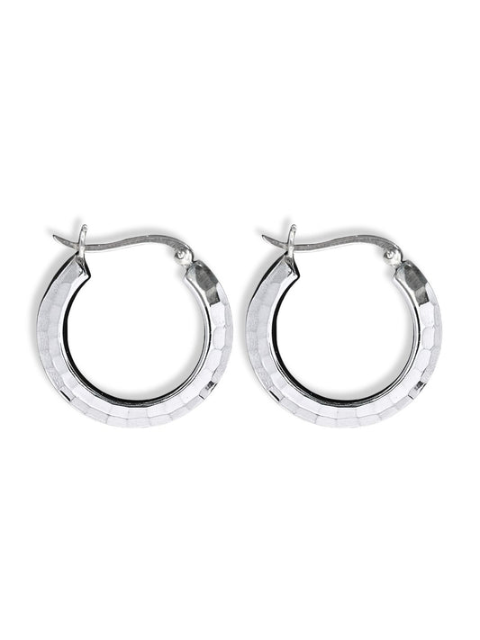 Fasetli Model Kadın Gümüş Halka Küpe 2.5x2.5CM