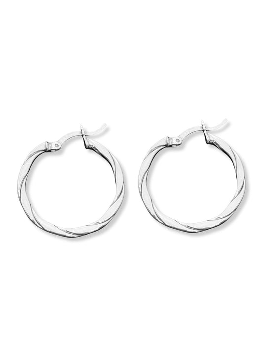 İnce Burmalı Gümüş Kadın Halka Küpe 2.5x2.5CM