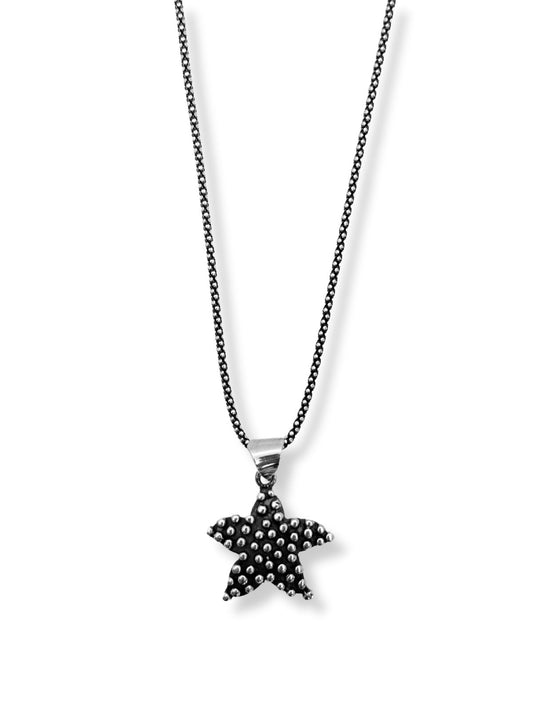 Oksitli Deniz Yıldızı Gümüş Kolye 2x2.5 CM