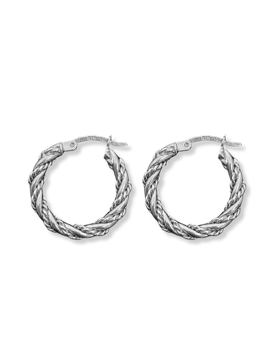 Örgü Gümüş Kadın Halka Küpe 2x2CM