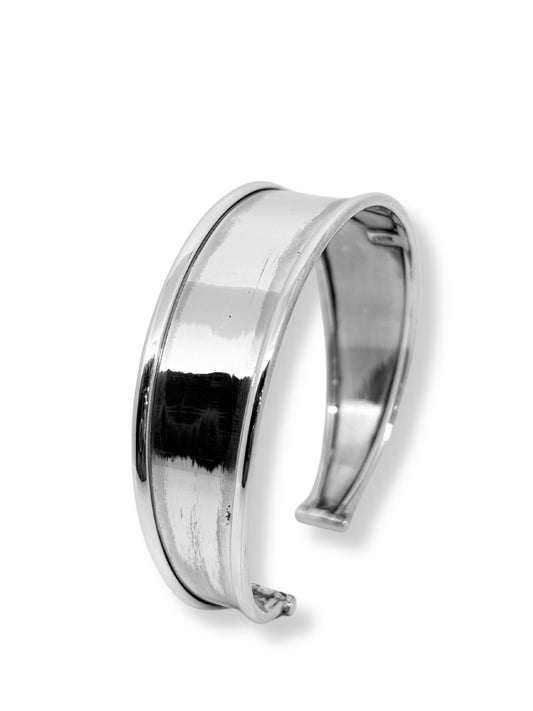 Düz Parlak Ayarlanabilir Kalın Gümüş Bilezik-Model2